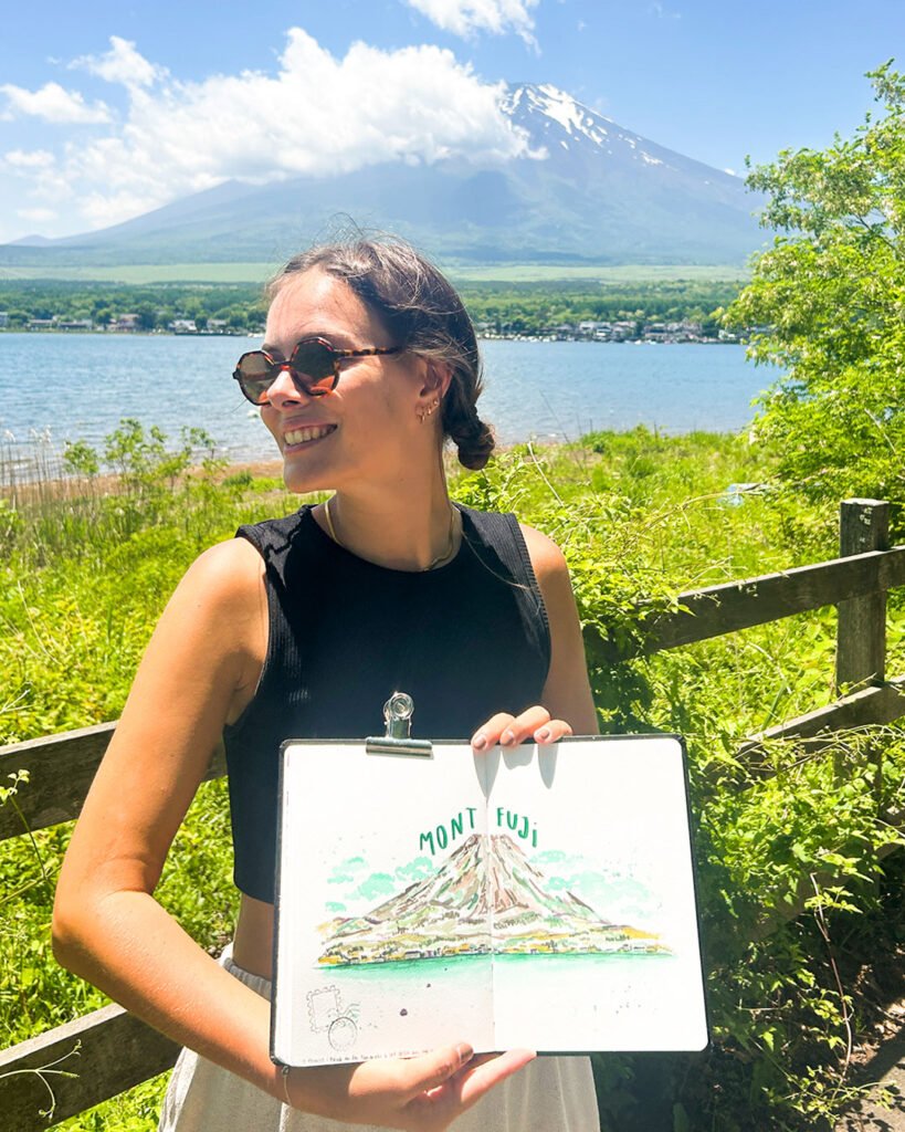 Carnet de voyage illustration aquarelle Mont Fuji