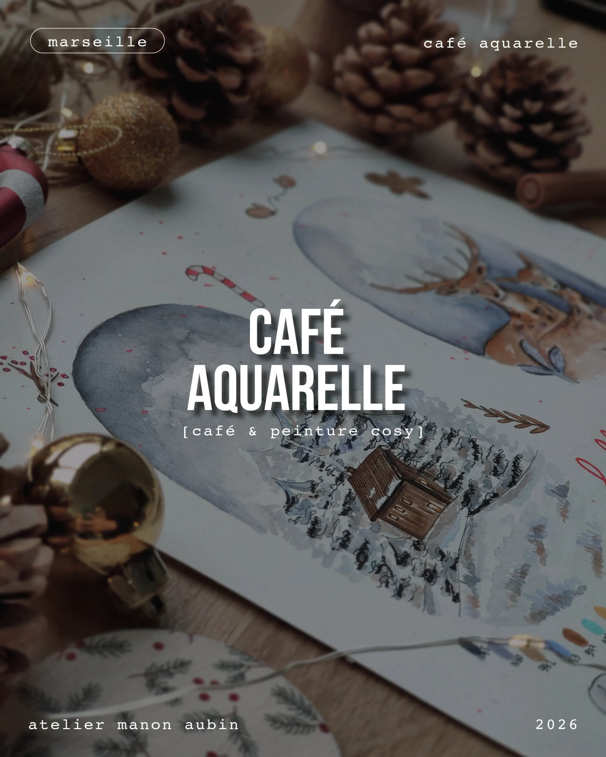 Café aquarelle, peinture cosy, marseille