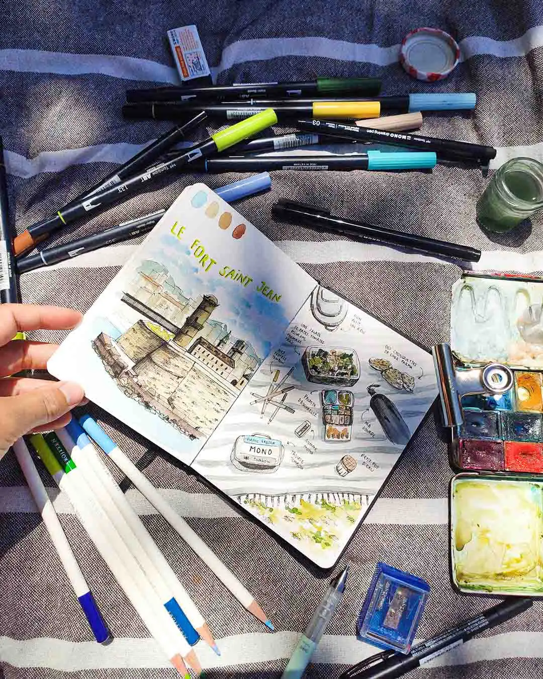 atelier aquarelle plein air Marseille, Anse de Maldormé